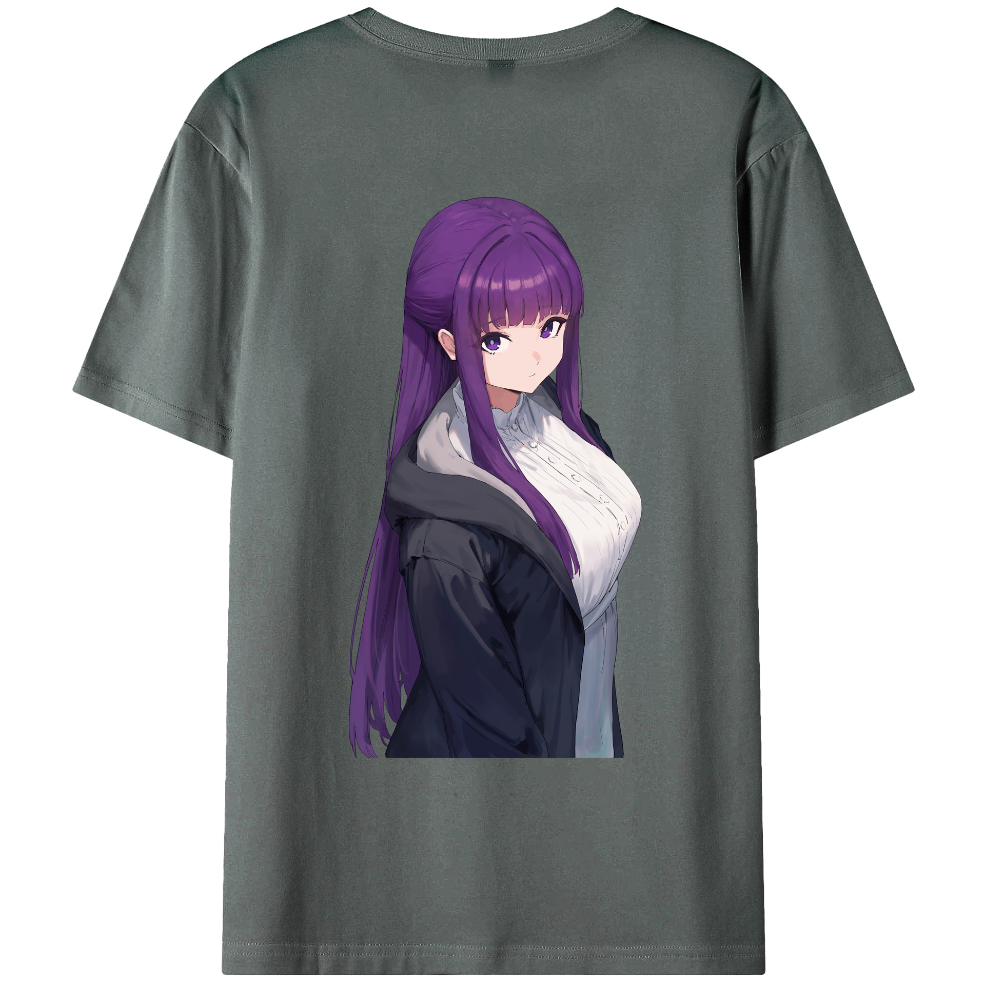 （画像用） 葬送のフリーレン Frieren 綿100％ メンズ半袖Tシャツ（バックプリント） 通気性